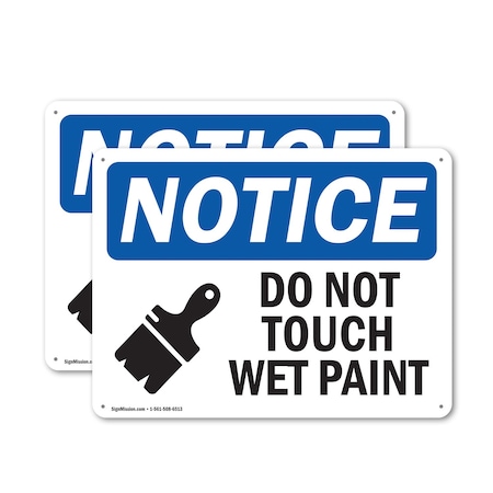 Signmission Do Not Touch Wet Paint, 24 in W x Rectangle, Aluminum OS-2PACK-NS-A-1824-L-11390